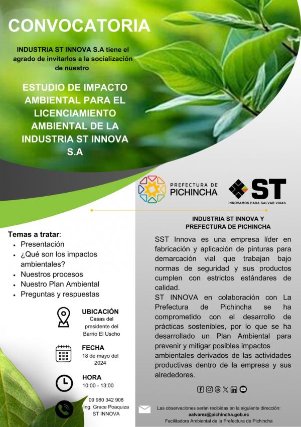 ESTUDIO DE IMPACTO AMBIENTAL PARA EL LICENCIAMIENTO AMBIENTAL DE LA INDUSTRIA ST INNOVA S.A
